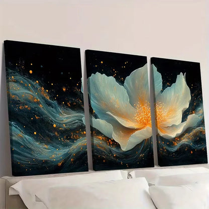 3pcs Vibrant Apache Plume Flower Blue & Orange   Wall Art Set Canvas Framed 40x60cm - High Quality Print 100% Australian Made Wall Canvas Ready to Hang - Bella Home Decor