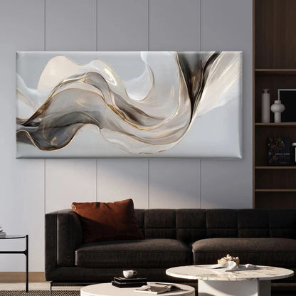 Abstract Metallic Wave Wall Art Canvas Office Home Room Framed 120x60cm