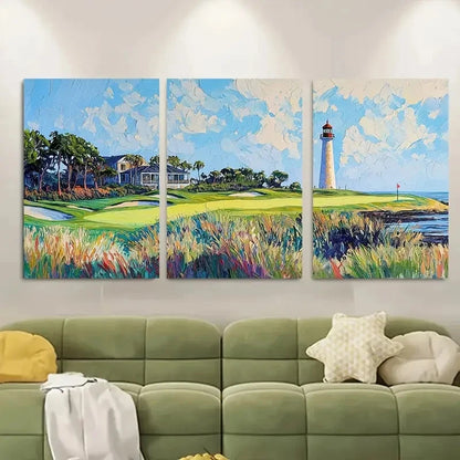 3pcs Harbour Town Golf Course Metal Print Ready to Hang Art