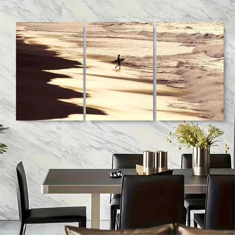 3pcs Ocean Waves and Seagulls Metal Print Ready to Hang Art