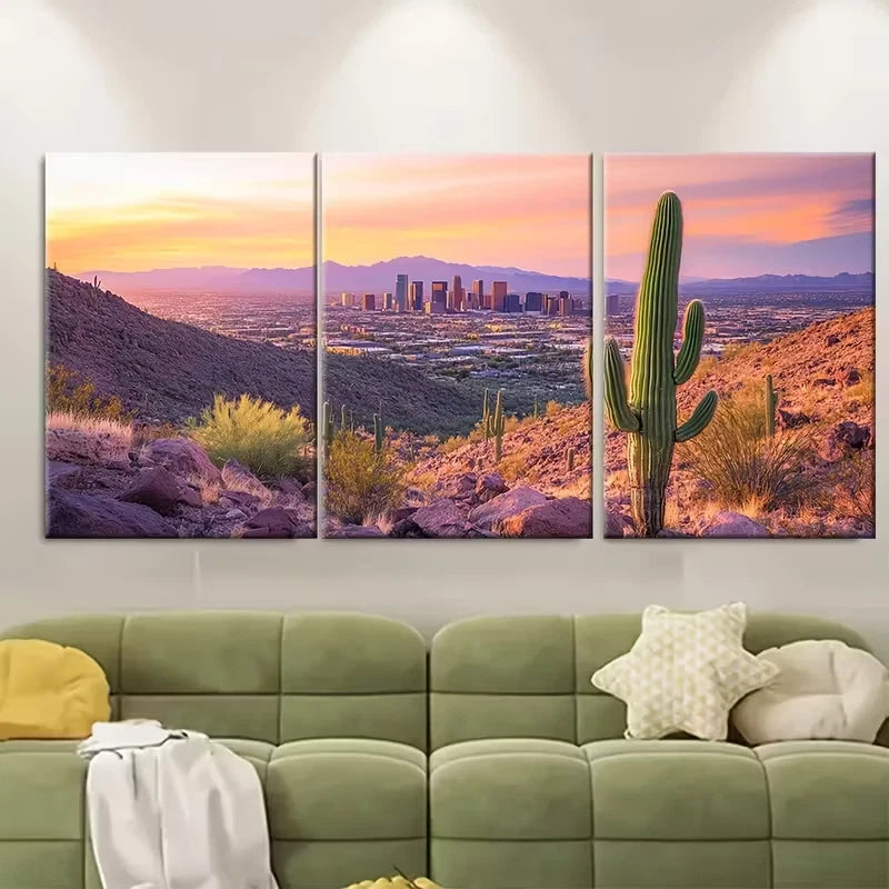 3pcs Phoenix Arizona Desert Cityscape Metal Print Ready to Hang Art