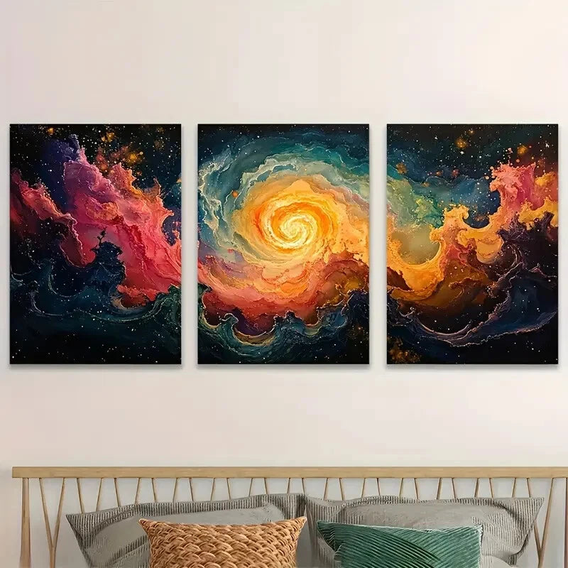 3pcs Swirling Aurora Magic Fluidic Junk Journal Metal Print Ready to Hang Art
