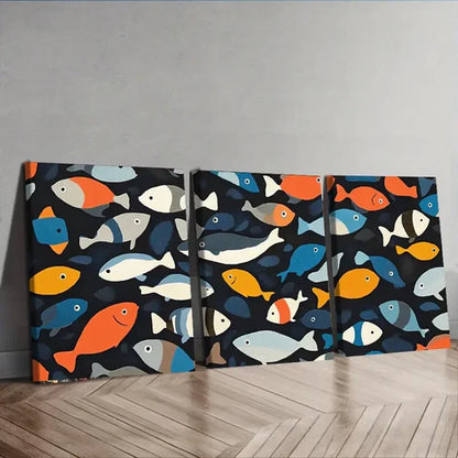 3pcs Fish Pattern Colorful Relax Perfect Wall Art Set Canvas Unframed - High Quality Print 100% Australian Made Wall Canvas