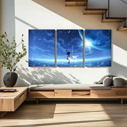 3pcs Modern Fantasy Art Anime Girl Wall Art Set Canvas Framed 50x70cm - High Quality Print 100% Australian Made Wall Canvas Ready to Hang - Bella Home Decor