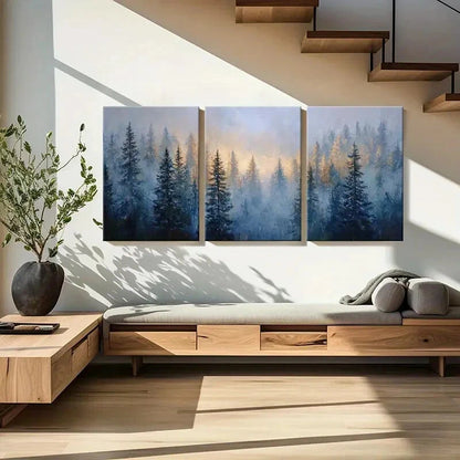 3pcs Forest Landscape Winter Scene Snowy Trees Metal Print Ready to Hang Art - Bella Home Decor