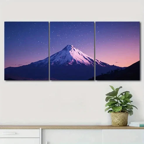 3pcs White Snow Mountain Purple Darkness Perfect Wall Art Set Canvas Unframed - High Quality Print 100% Australian Made Wall Canvas