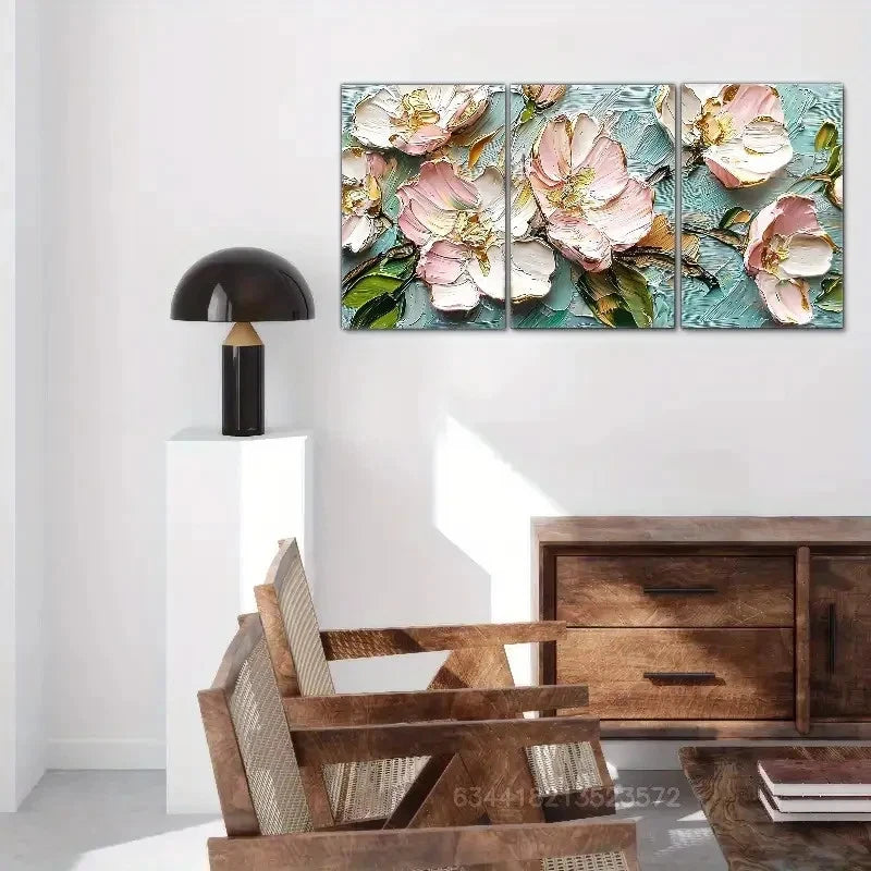 3pcs Abstract Style Art Wall Decor Floral Metal Print Ready to Hang Art - Bella Home Decor