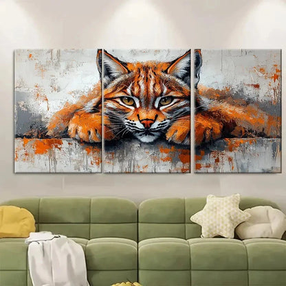 3pcs Lynx Painting Cat Animal bi   Wall Art Set Canvas Framed 40x60cm - High Quality Print 100% Australian Made Wall Canvas Ready to Hang