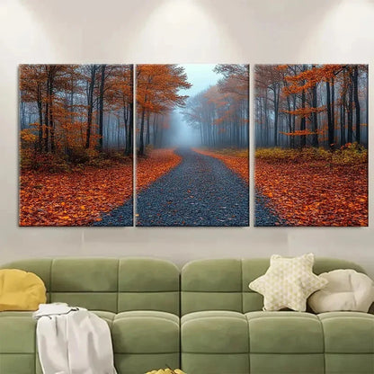 3pcs Mystic Foggy Autumnal Woodland Metal Print Ready to Hang Art