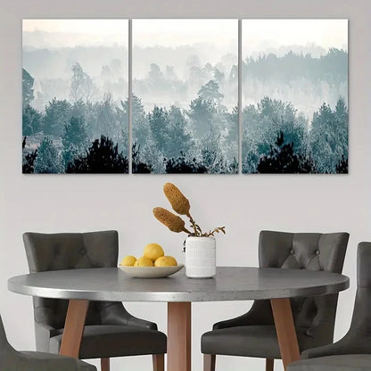 3pcs Winter Scene Trees Snow Capped Metal Print Ready to Hang Art - Bella Home Decor