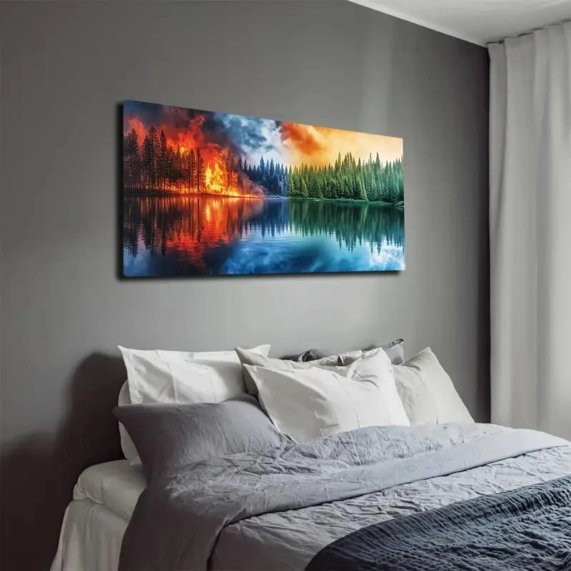 Nature And Disaster Wall Art canvas office home room framed 120x60cm
