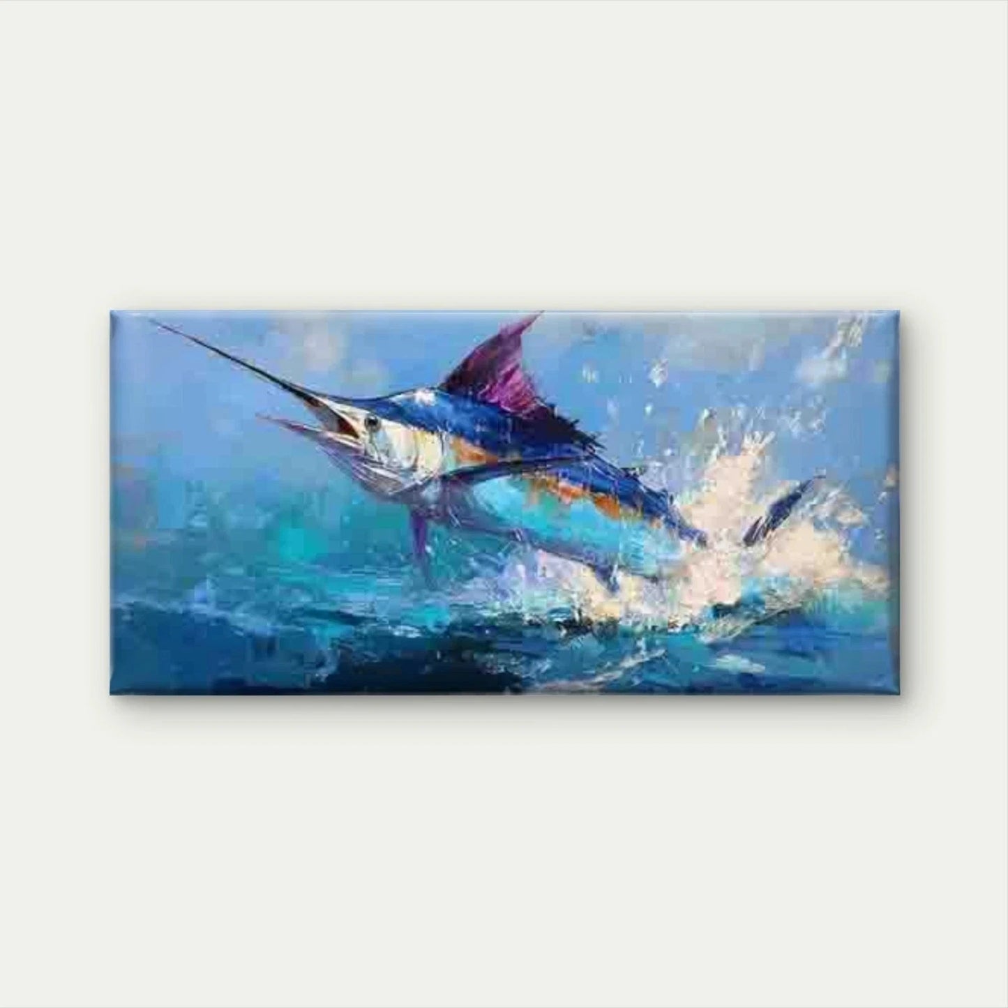 Sailfish Watercolor Wall Art Canvas Office Home Room Framed 120x60cm