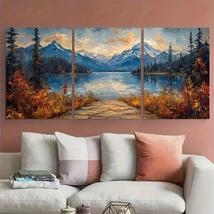 3pcs Long Lake Washington Landscape Travel Metal Print Ready to Hang Art - Bella Home Decor