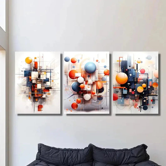 3pcs Colorful three-dimensional geometric Metal Print Ready to Hang Art