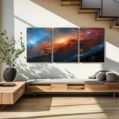 3pcs Galactic Landscape Cosmic Clouds Metal Print Ready to Hang Art - Bella Home Decor