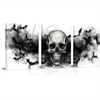 3pcs Gothic Skull Spooky Halloween Decor Wall Art Set Canvas Unframed - High Quality Print 100% Australian Made Wall Canvas