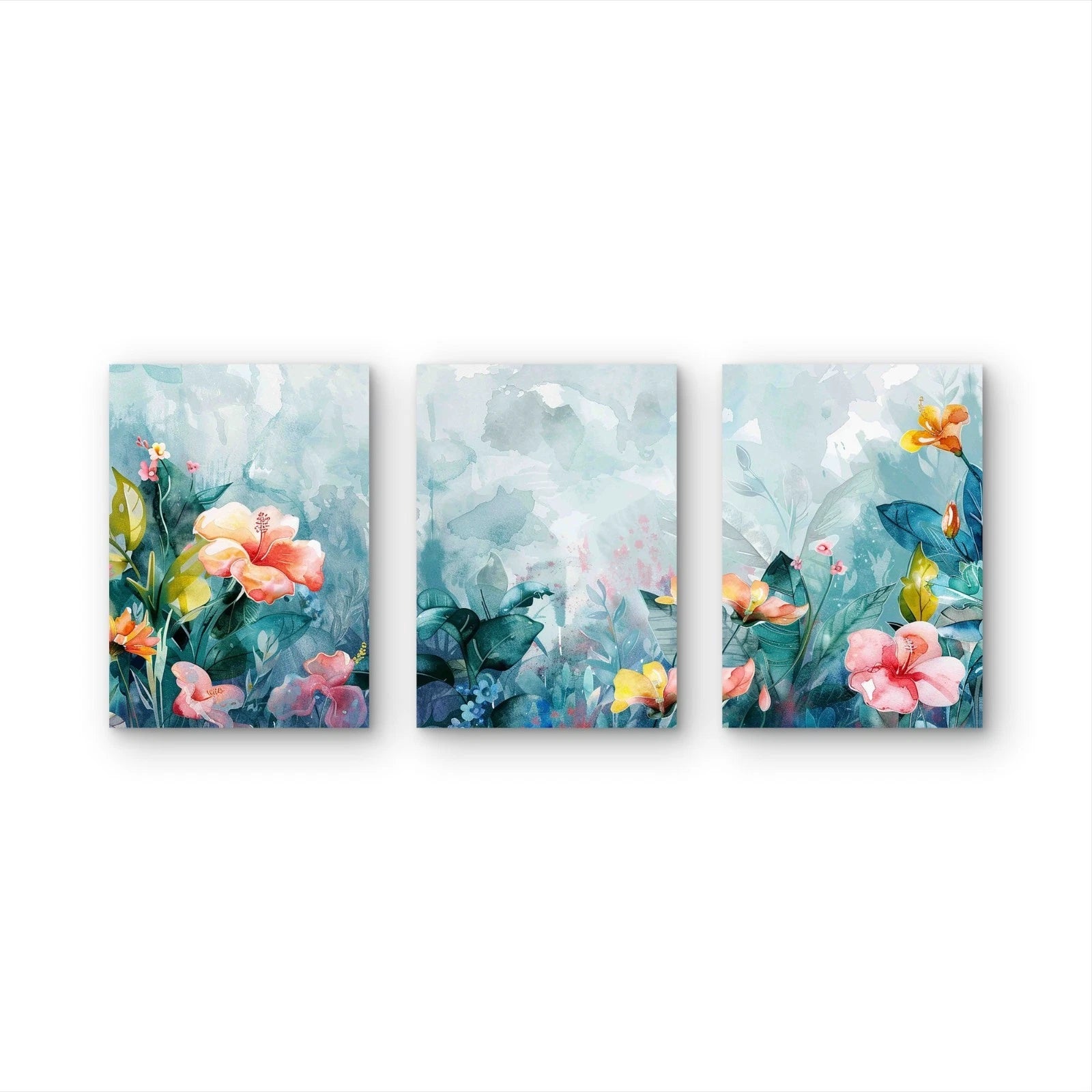 3pcs Watercolor Abstract Floral Metal Print Ready to Hang Art