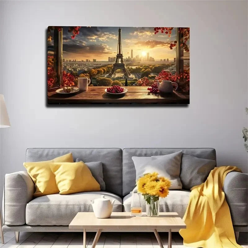 Beautiful Eiffel Tower Outside Wall Art Canvas Office Home Room Framed 120x60cm