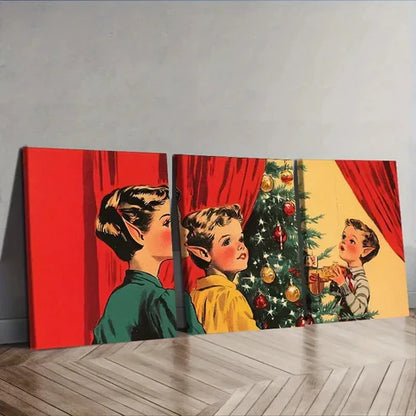 3pcs Merry Christmas Scene Wall Art Set Canvas Unframed - High Quality Print 100% Australian Made Wall Canvas