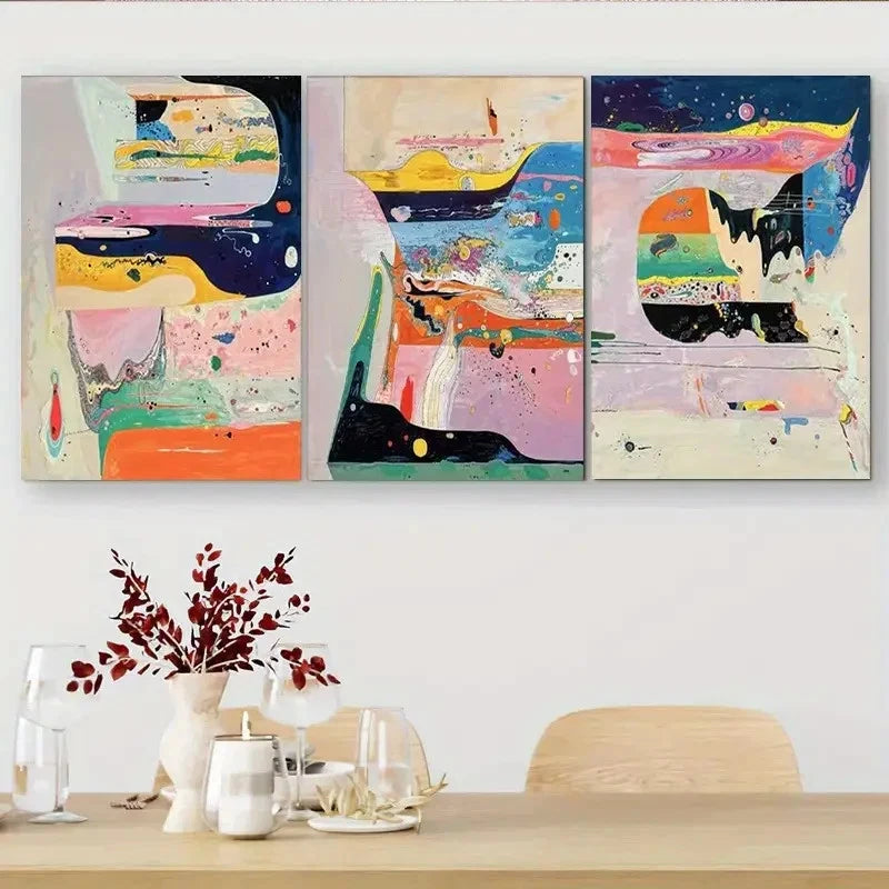 3pcs Geometric & Animal Designs Painting Metal Print Ready to Hang Art - Bella Home Decor
