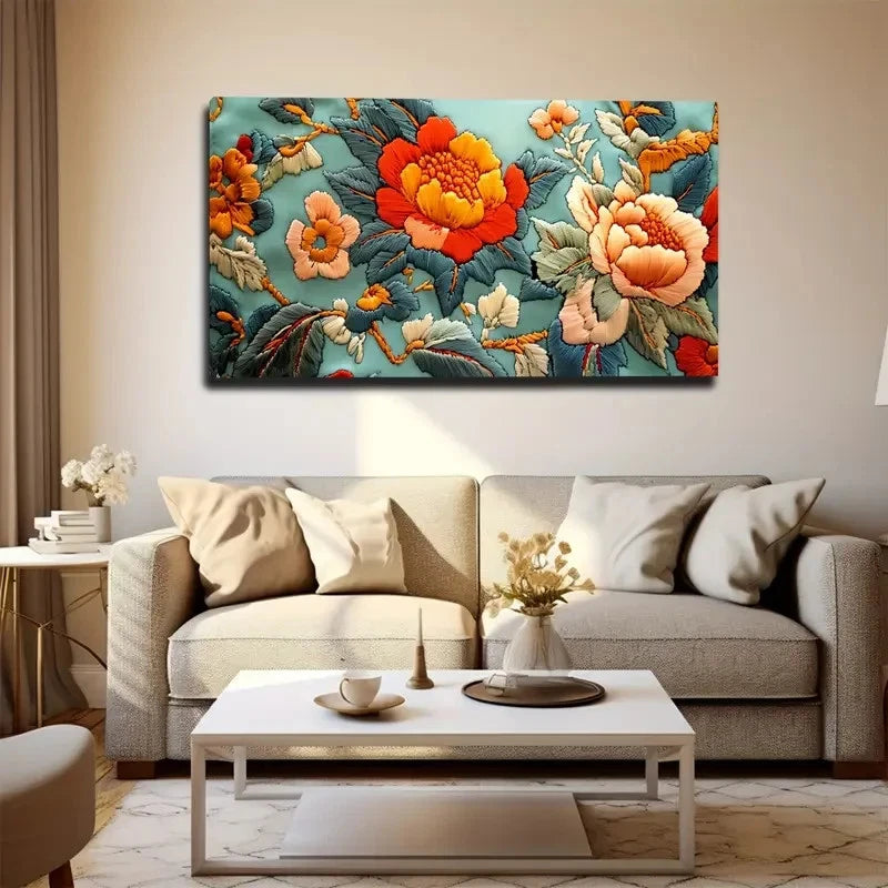 Vibrant Colorful Flowers Wall Art Canvas Office Home Room Framed 120x60cm
