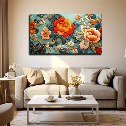 Vibrant Colorful Flowers Wall Art Canvas Office Home Room Framed 120x60cm