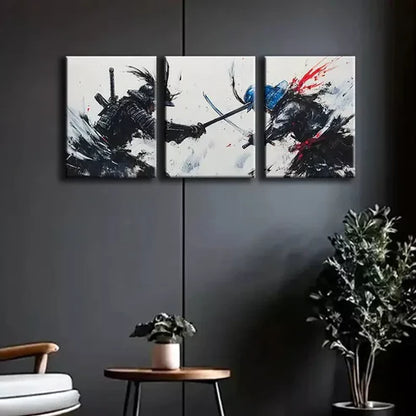 3pcs Two SamuraiArt  Art Canvas Unframed - High Quality Print 100% Australian Made Wall Canvas