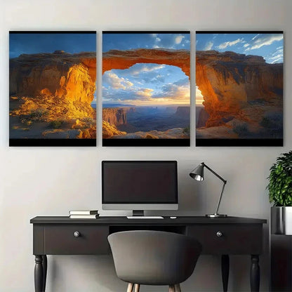 3pcs Mesa Arch Canyonlands National Park Metal Print Ready to Hang Art - Bella Home Decor