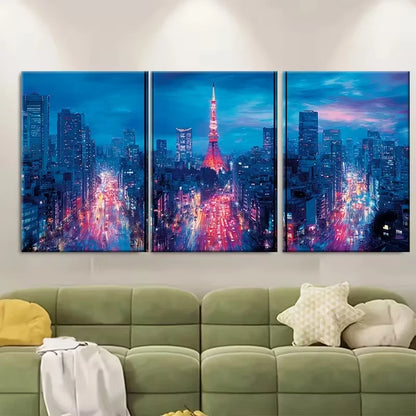 3pcs Abstract Night Landscapes Metal Print Ready to Hang Art - Bella Home Decor