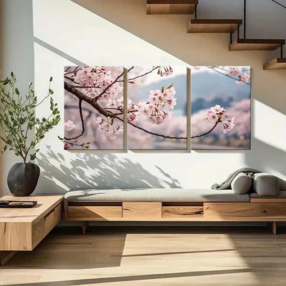 3pcs Sakura Cherry Blossom Tree Branch & Flowers Wall Art Set Canvas Unframed - High Quality Print 100% Australian Made Wall Canvas