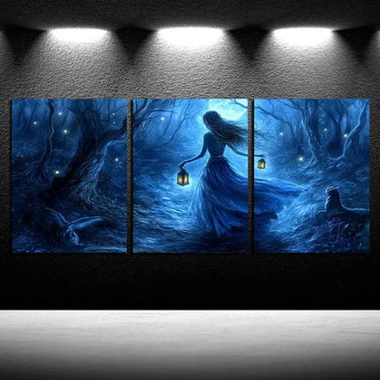 3pcs Mystical Lady and Animals Art Canvas Unframed - High Quality Print 100% Australian Made Wall Canvas