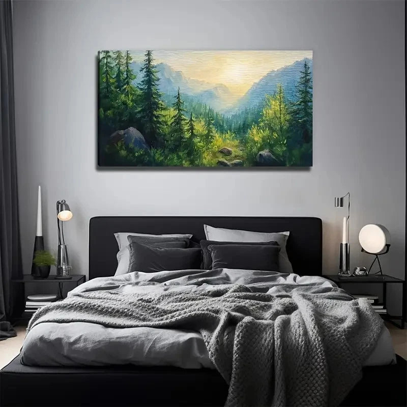 Forest Landscape Painting Wall Art Canvas Office Home Room Framed 120x60cm