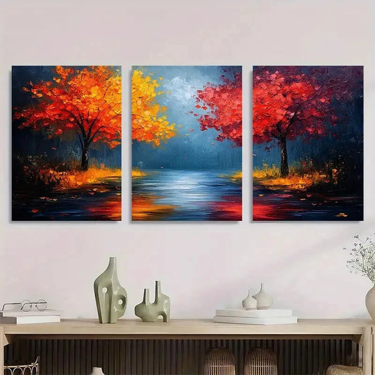 3pcs Painting Abstract Tree Oil Painting Wall Art Set Canvas Framed 40x60cm - High Quality Print 100% Australian Made Wall Canvas Ready to Hang