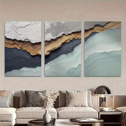 3pcs Abstract Coastal Art Metal Print Ready to Hang Art - Bella Home Decor