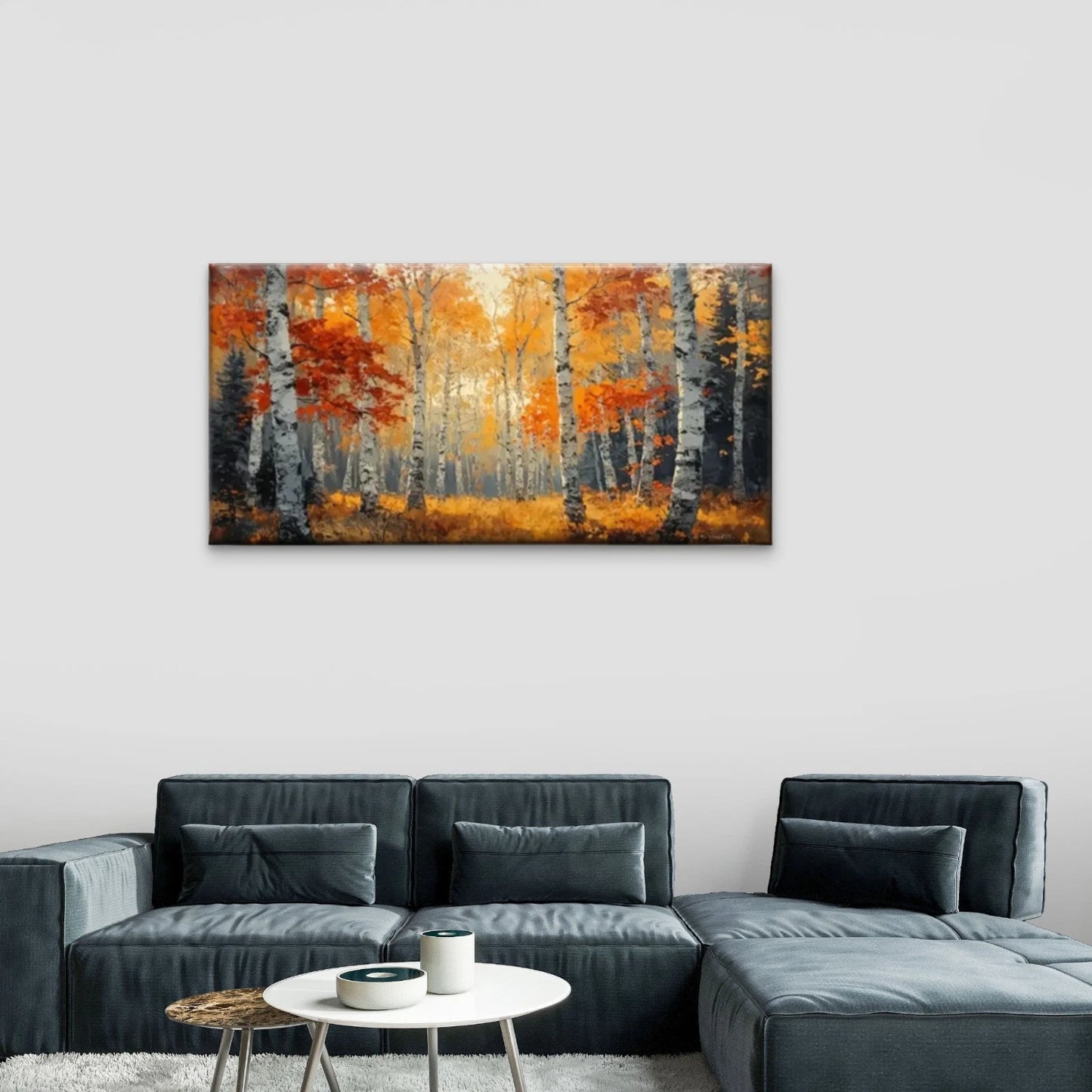 Forest Yellow Leaves Autumn Wall Art Canvas Office Home Room Framed 120x60cm
