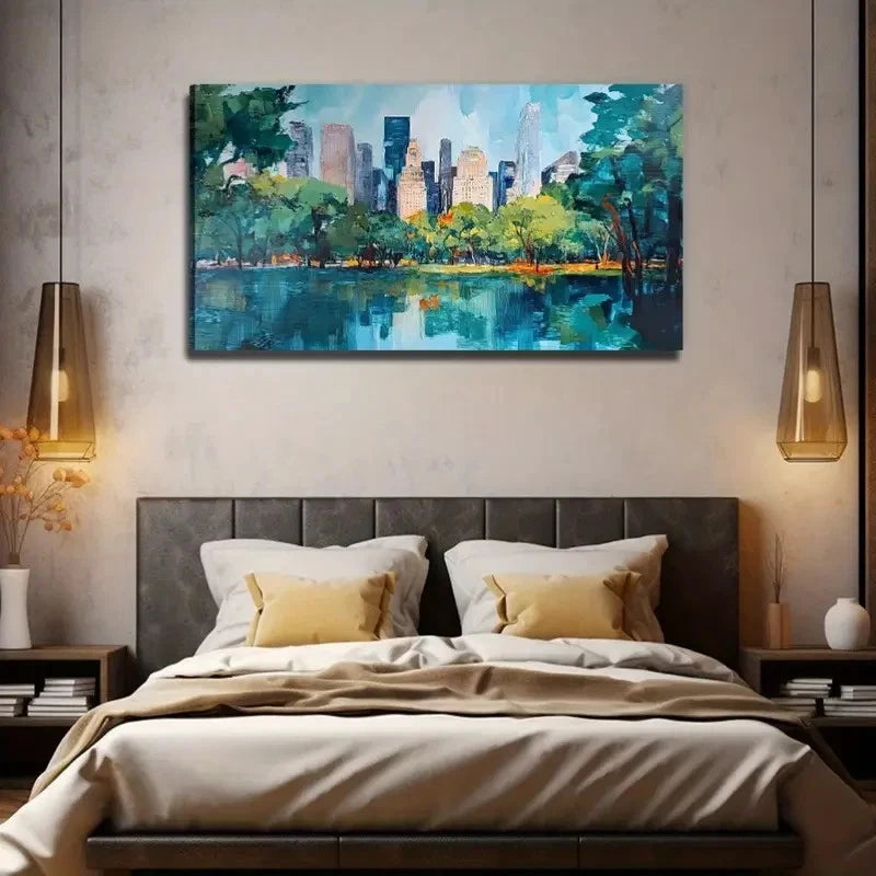 Cityscape Modern Perfect Wall Art Canvas Office Home Room Framed 120x60cm