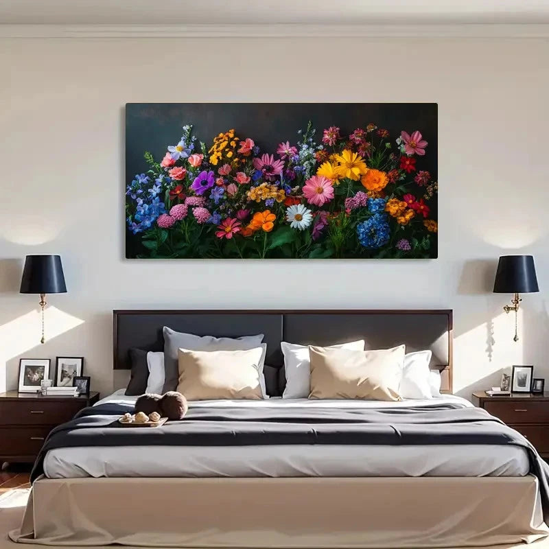 Vibrant Blooms Modern Artwork Wall Art Canvas Office Home Room Framed 120x60cm - Bella Home Decor