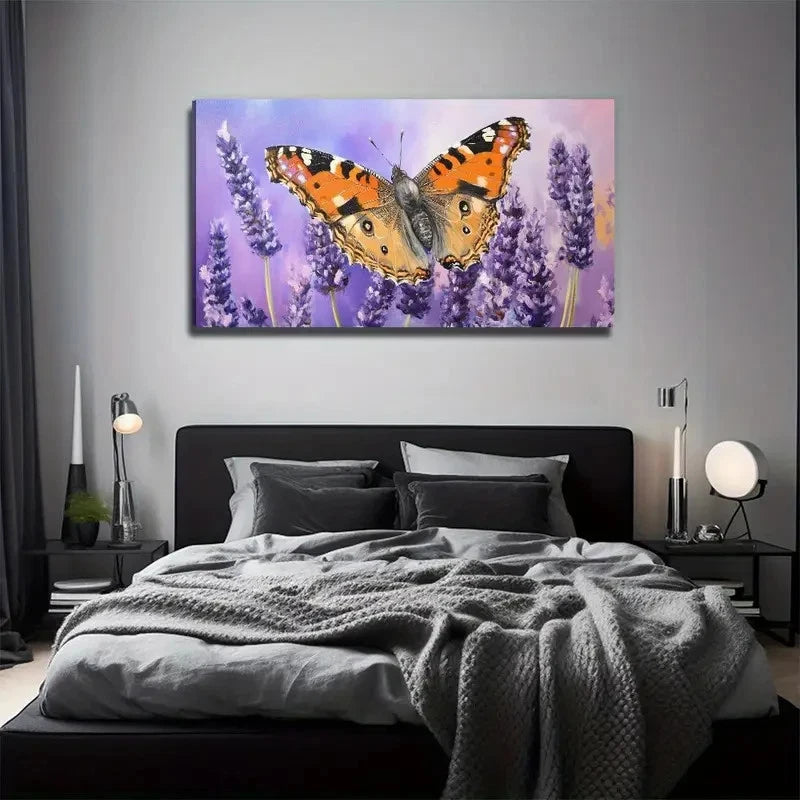 Vibrant Purple Lavender & Brown Wall Art Canvas Office Home Room Framed 120x60cm