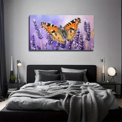 Vibrant Purple Lavender & Brown Wall Art Canvas Office Home Room Framed 120x60cm