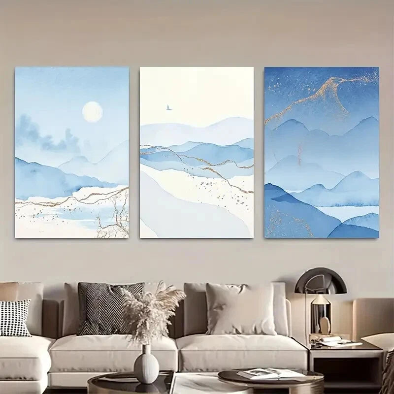 3pcs Stunning Coastal Blue Ocean Beach Scenes Metal Print Ready to Hang Art - Bella Home Decor
