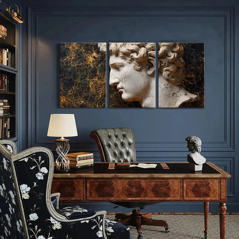 3pcs Sculpture Art Classical Greek Statue Metal Print Ready to Hang Art - Bella Home Decor