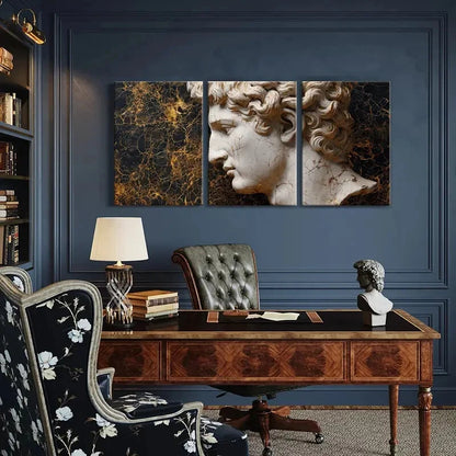 3pcs Sculpture Art Classical Greek Statue Metal Print Ready to Hang Art - Bella Home Decor