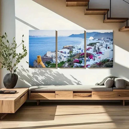 3pcs Santorini Greece & Aegean Sea Canvas Unframed - High Quality Print 100% Australian Made Wall Canvas
