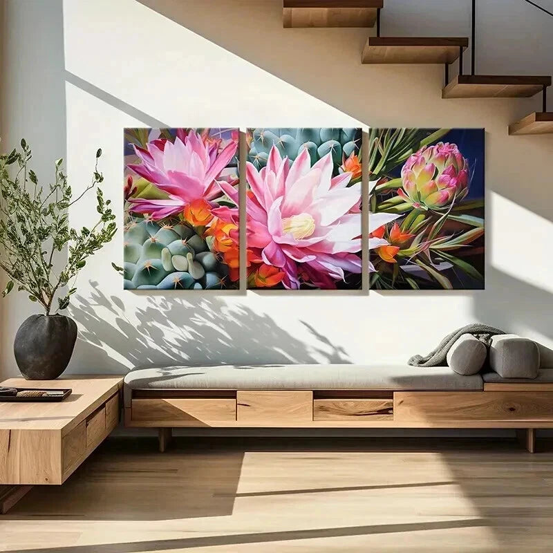 3pcs Colorful Plants Succulents Flowers Wall Art Set Canvas Framed 40x60cm - High Quality Print 100% Australian Made Wall Canvas Ready to Hang - Bella Home Decor