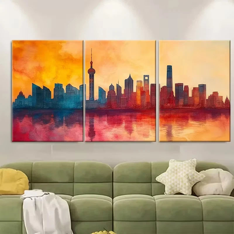 3pcs ASIA Skyline Landmarks Metal Print Ready to Hang Art - Bella Home Decor