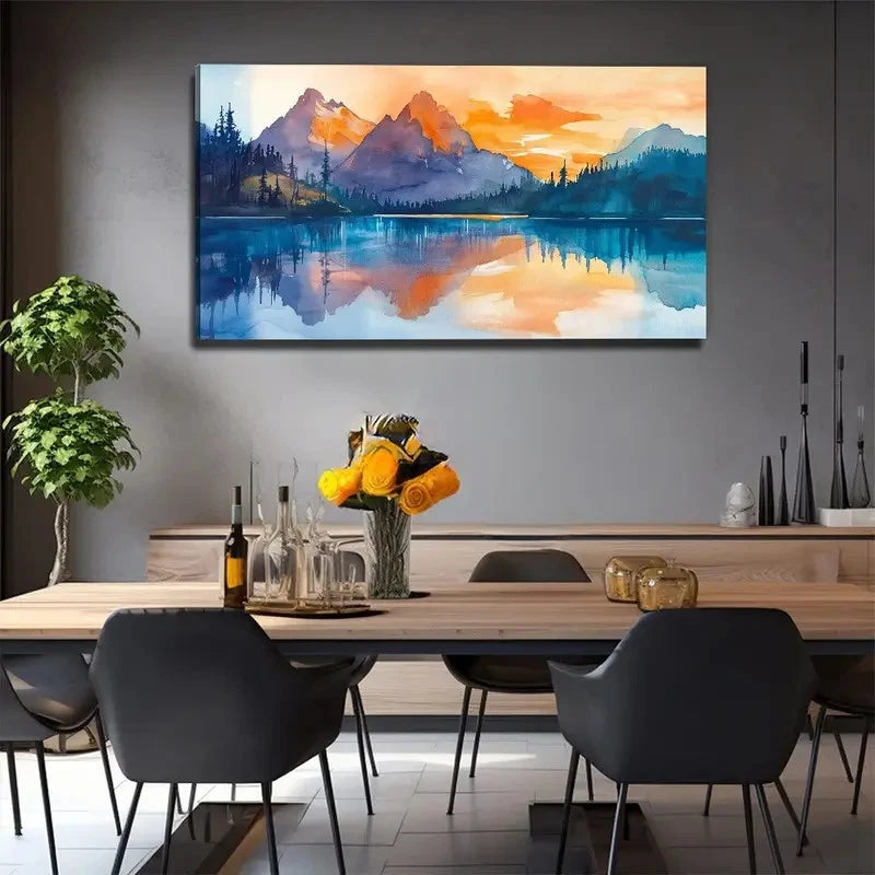 Lake View Landscape Nature Wall Art Canvas Office Home Room Framed 120x60cm