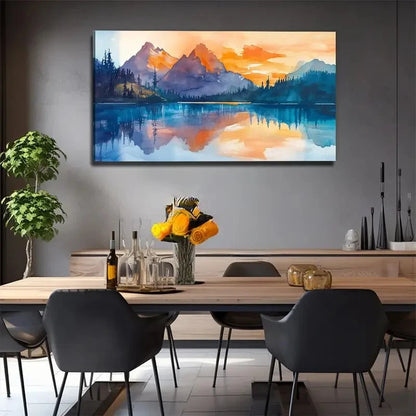 Lake View Landscape Nature Wall Art Canvas Office Home Room Framed 120x60cm