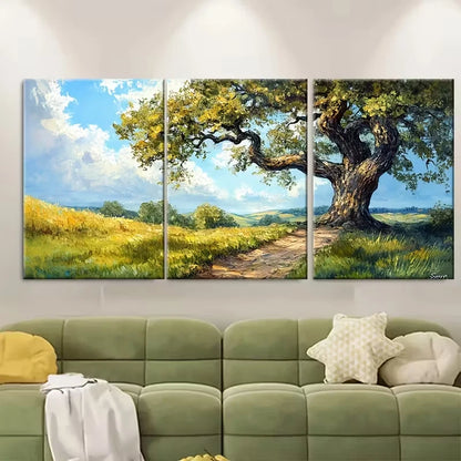 3pcs Oak Tree Painting Metal Print Ready to Hang Art