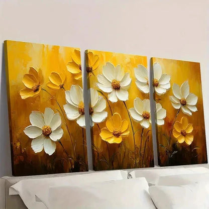 3pcs White Coreopsis & Yellow Tickseed Flower  Wall Art Set Canvas Unframed – High Quality Print 100% Australian Made Wall Canvas - Bella Home Decor