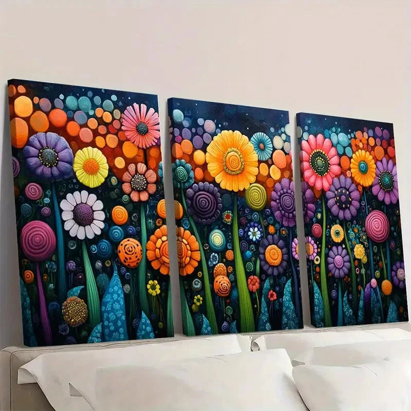 3pcs Yayoi Kusama Japanese Botanical HJ   Wall Art Set Canvas Framed 60x90cm - High Quality Print 100% Australian Made Wall Canvas Ready to Hang